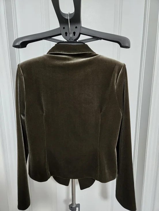 Joseph Ribkoff Olive Velvet Double-Breasted Blazer Jacket - Women - Picture 11 of 11